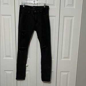 Forever 21 Black Skinny Distressed Men’s Jeans